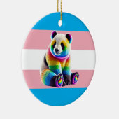 Transgender Pride Flag with Rainbow Panda Keramisch Ornament (Rechts)