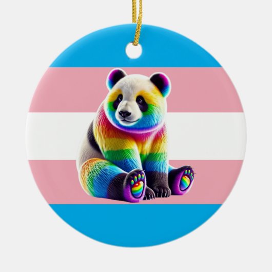 Transgender Pride Flag with Rainbow Panda Keramisch Ornament (Voorkant)