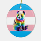 Transgender Pride Flag with Rainbow Panda Keramisch Ornament (Links)