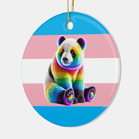 Transgender Pride Flag with Rainbow Panda Keramisch Ornament (Links)