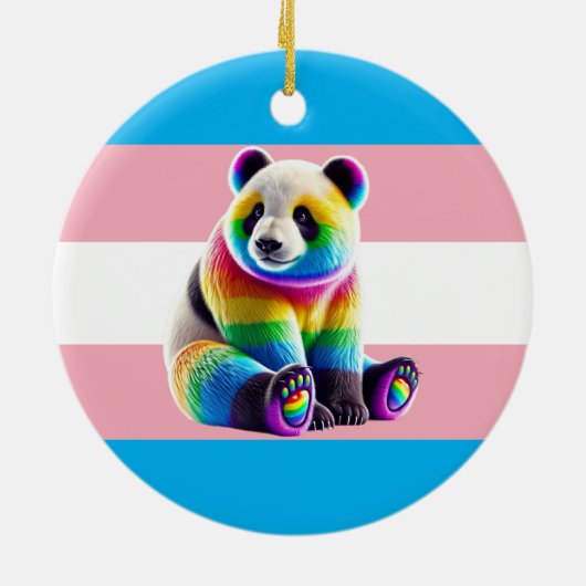 Transgender Pride Flag with Rainbow Panda Keramisch Ornament (Achterkant)