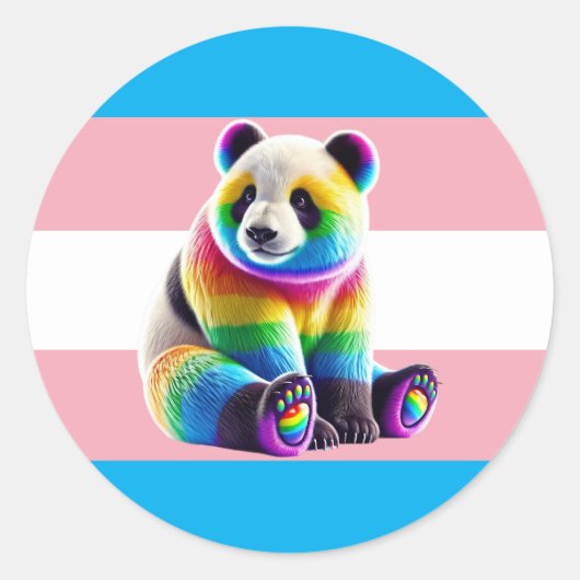 Transgender Pride Flag with Rainbow Panda Ronde Sticker (Voorkant)