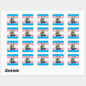 Transgender Pride Flag with Rainbow Panda Vierkante Sticker (Vel)
