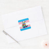 Transgender Pride Flag with Rainbow Panda Vierkante Sticker (Envelop)