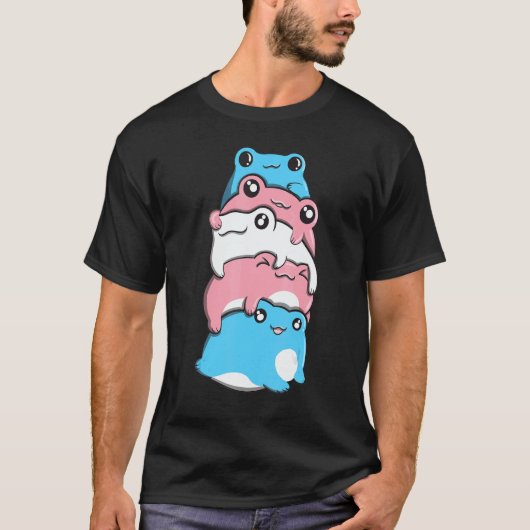 Transgender Pride Frog Pile Transgender Flag Cotta T-shirt (Voorkant)