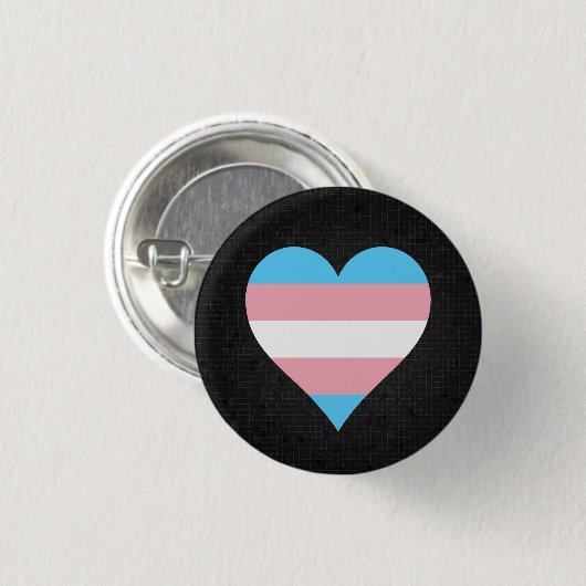 Transgender pride hartslag zwarte knop ronde button 3,2 cm (Voorkant /achterkant)