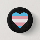 Transgender pride hartslag zwarte knop ronde button 3,2 cm (Voorkant)
