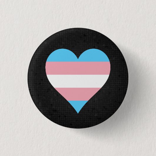Transgender pride hartslag zwarte knop ronde button 3,2 cm (Voorkant)