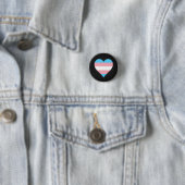 Transgender pride hartslag zwarte knop ronde button 3,2 cm (In situ)