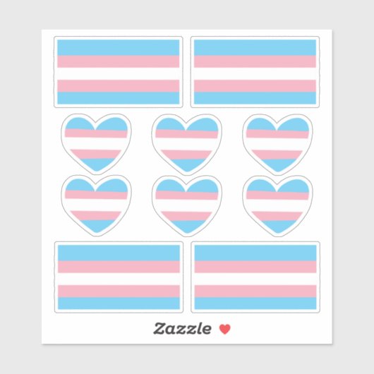 Transgender Pride Heart en Flag Stickers (Vel)