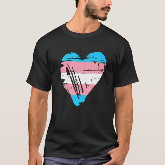 Transgender Pride Heart Flag T-shirt (Voorkant)