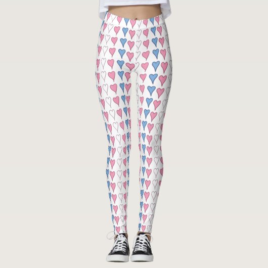 Transgender Pride Hearts Leggings (Voorkant)