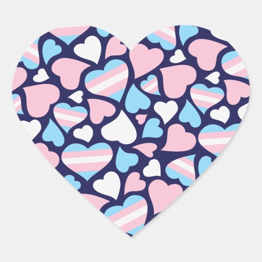 Transgender Pride Hearts Pattern Sticker (Voorkant)