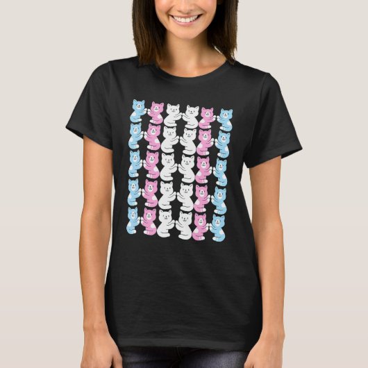 Transgender Pride Kat Vlag Leuke Katten LGBT Trans T-shirt (Voorkant)