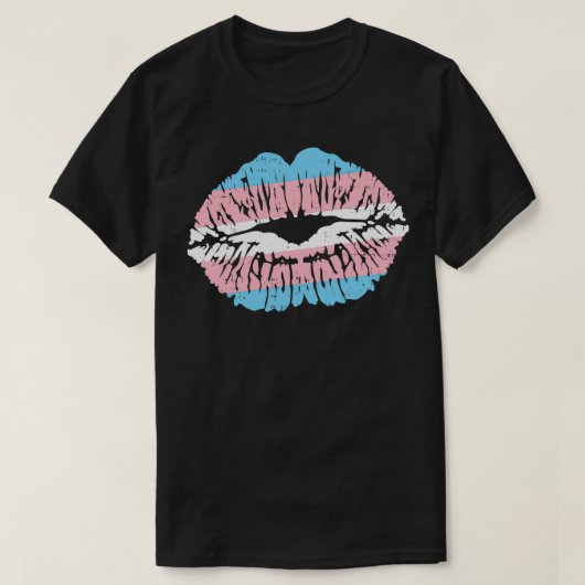 Transgender Pride Lips Kiss Trans Flag Transseual T-shirt (Design voorkant)