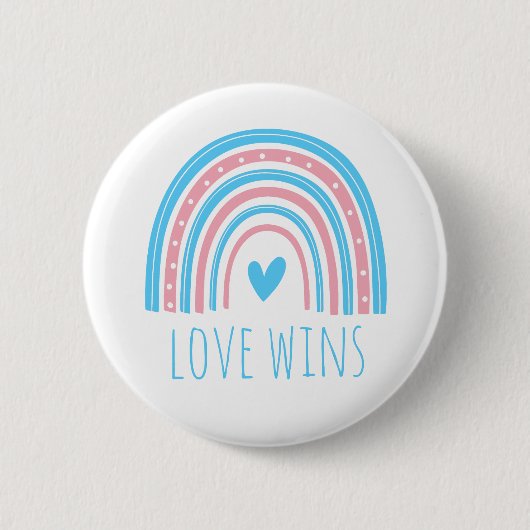 Transgender Pride Love Wins LGBT Rainbow Button (Voorkant)