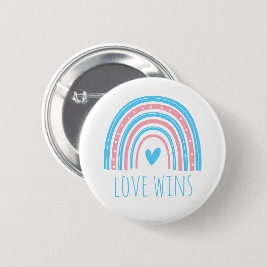 Transgender Pride Love Wins LGBT Rainbow Button (Voorkant /achterkant)