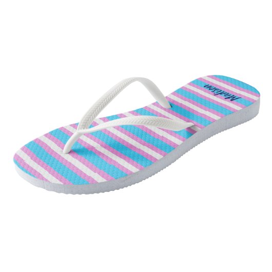 Transgender Pride Parade Striped Flag Monogram Teenslippers (Schuin)