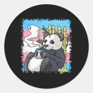 Transgender Pride Trans Flag Panda Koffie Subtiel  Ronde Sticker