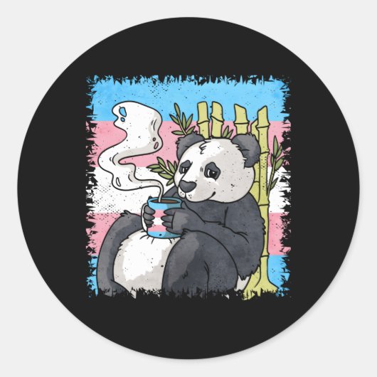 Transgender Pride Trans Flag Panda Koffie Subtiel  Ronde Sticker (Voorkant)