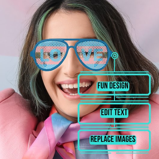 Transgender Pride Vier LIEFDE Aviator Zonnebril