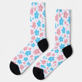 Transgender Pride Vlag Bloemen Doodle Pastel Sokken