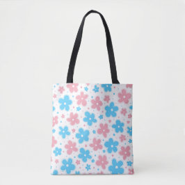 Transgender Pride Vlag Bloemen Doodle Pastel Tote Bag