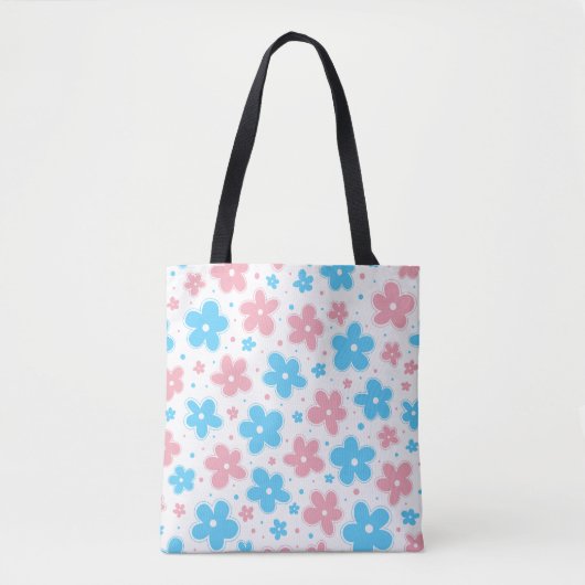 Transgender Pride Vlag Bloemen Doodle Pastel Tote Bag (Voorkant)