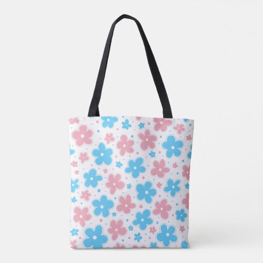 Transgender Pride Vlag Bloemen Doodle Pastel Tote Bag (Achterkant)