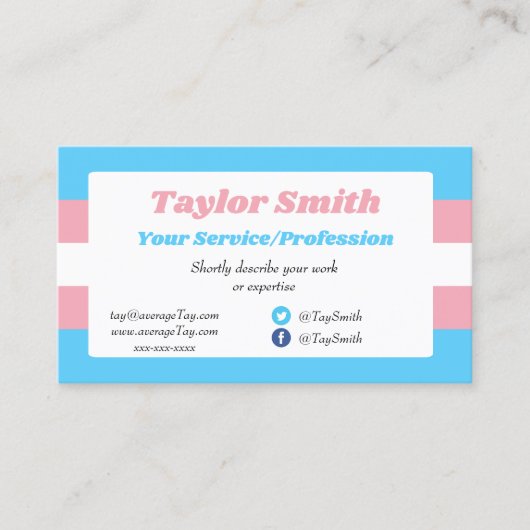 Transgender Pride vlag / hart Visitekaartje (Voorkant)