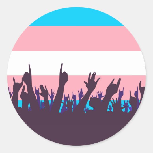 Transgender Pride vlag met drijvende handen Ronde Sticker (Voorkant)