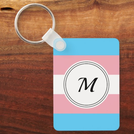 Transgender-pride vlag met een aangepaste initiaal sleutelhanger (Voorkant)