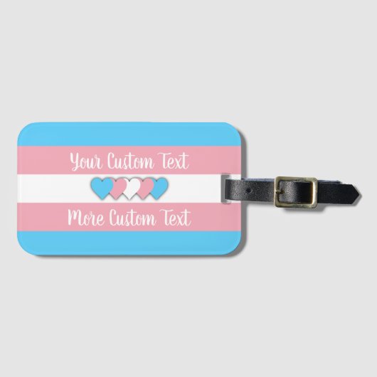Transgender pride vlag met tekst bagagelabel (Voorkant (horizontaal))