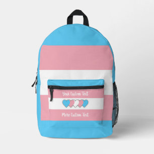 Transgender pride vlag met tekst bedrukte rugzak