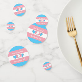 Transgender pride vlag met tekst confetti