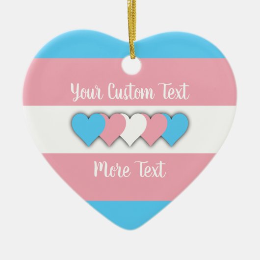 Transgender pride vlag met tekst keramisch ornament (Voorkant)