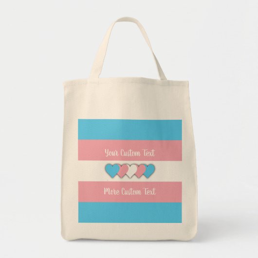 Transgender pride vlag met tekst tote bag (Voorkant)
