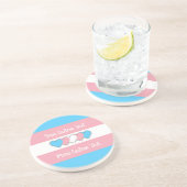 Transgender pride vlag met tekst zandsteen onderzetter (Zijkant)