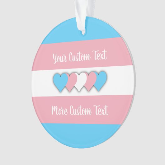 Transgender pride vlag met tekstversiering ornament (voorkant)