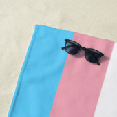 Transgender Pride Vlag Roze Aangepaste Monogram LG Strandlaken (In situ)