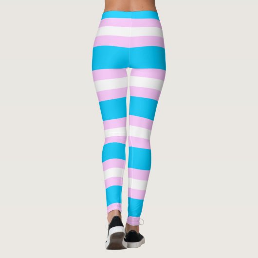 Transgender Pride-vlag - Roze, Blauwe, Witte Stree Leggings (Achterkant)