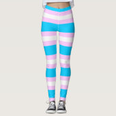 Transgender Pride-vlag - Roze, Blauwe, Witte Stree Leggings (Voorkant)