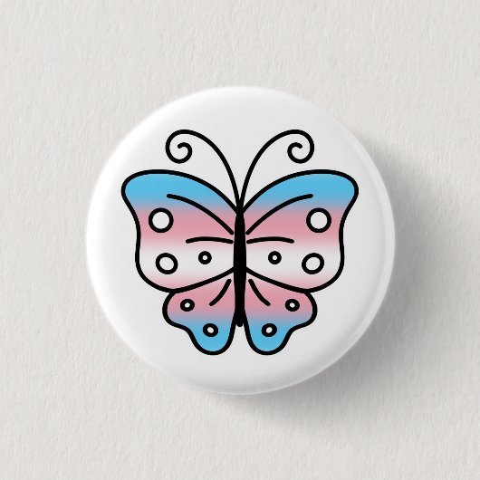 Transgender Pride Vlinder Speld Badge Ronde Button 3,2 Cm (Voorkant)