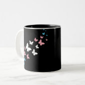 Transgender Pride Vlinderpad Tweekleurige Koffiemok (Voorkant links)