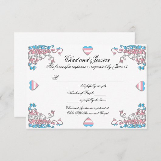 Transgender Pride Wedding Response Kaart (Voorkant / Achterkant)