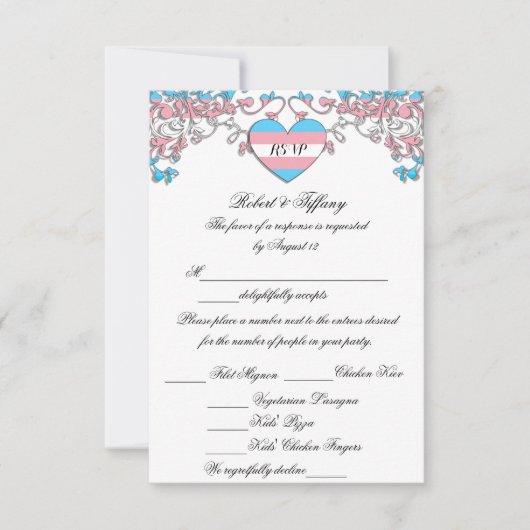 Transgender Pride Wedding RSVP met maaltijdopties (Voorkant)
