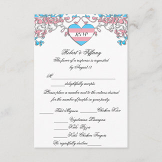 Transgender Pride Wedding RSVP met maaltijdopties Kaartje