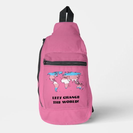 Transgender Pride Wereldkaart Sling Bag (Voorkant)
