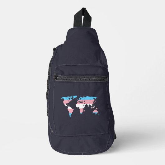 Transgender pride wereldkaart sling bag (Voorkant)