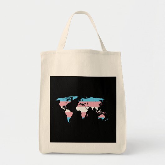 Transgender pride wereldkaart tote bag (Voorkant)
